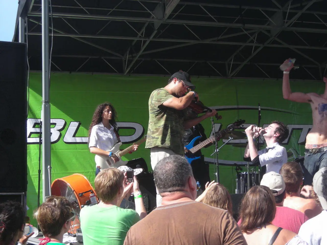 Vibrant celebration gracing the castle square, featuring a Vietnamese musical group