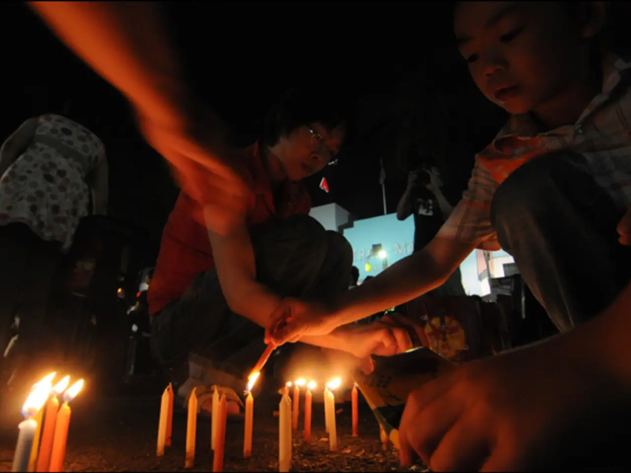 Luminary vigil symbolizing grief and unity